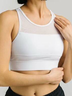 Zyia Active High-Neck White Mesh Sports Bralette